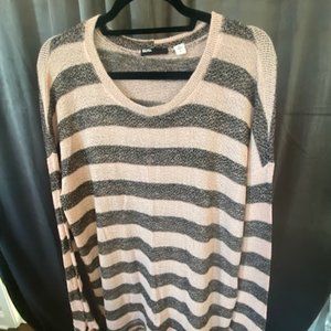 Womens BDG Brand Lightweight Sweater, Size L Pink and Black Stripe